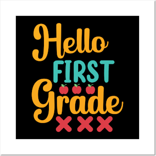 Hello 1st Grade Back To School First Day Posters and Art